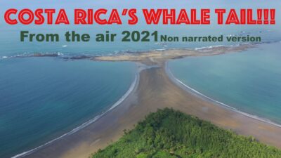 The Whale Tail as seen from above Uvita and Bahia – aerial video