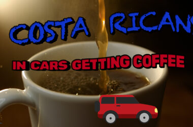 Costaricans in cars getting coffee